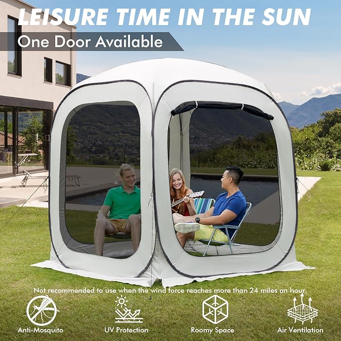 Pop-up Screen House Tent Portable Screen Room for Outdoor Pop up Gazebo with Mosquito Netting Screened in Canopy for Camping for Outdoor Camping/Patio/Backyard (6 * 6ft)