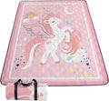Outdoor Picnic BlanketPortable Sandproof Waterproof Picnic MatPink Unicorns Printed Camping Beach Mat for Sand and Wet Grass Hiking (Pink Unicorns S)