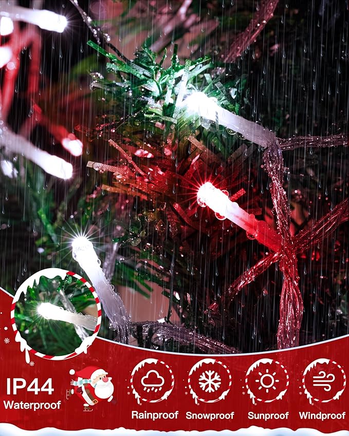 196FT 600LED Christmas Lights Outdoor Waterproof String Light with Remote 8 Modes LED Lights Plug in Twinkle Fairy Light for Party Holiday Decor (Red+White)