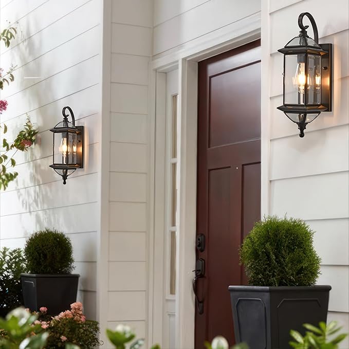 Exterior Wall Light Fixtures 18.5Inch Copper Outdoor Wall Lights Waterproof with Clear Glass Lantern Wall Sconce Oil Rubbed Bronze Porch Light for House Patio Garage Front Porch E26