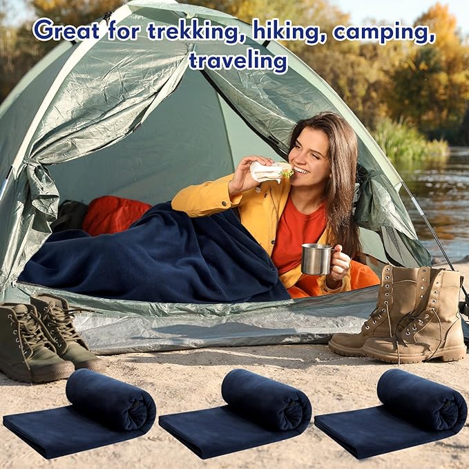 Mixweer 3 Pcs Fleece Sleeping Bag Liner for Adult Warm or Cold Weather 75 Adds 12 Degrees Fahrenheit More Warmth Zippered Camping Blanket Liner with Bag for Adult Travel