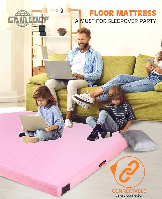 3 Inch Memory Foam Camping Mattress Dual Layer Thick Sleeping Camp Pad for Car Tent Cot Roll-Up Portable Glamping Floor Bed for Guests Sleepover