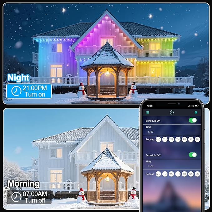 400Ft Permanent Outdoor Lights for House Waterproof IP67 LED Eave Lights with App/Remote Control Outdoor Permanent led Lighting for House Roof DecorChristmasPartyAll Holiday and Daily
