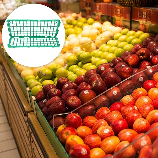 4pcs Plastic Fruit and Vegetable Shelf Dividers for Supermarket Shelving Green Food Guardrail Organizers for Retail Display and Kitchen Storage