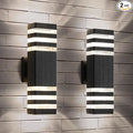 tewei Up and Down Outdoor Lights Exterior Wall Light Fixture 3-Layer Black Modern Outdoor Lights for House IP65 Waterproof Aluminum Exterior Wall Sconce for Porch Garage Warm White 3000K 2 Pack