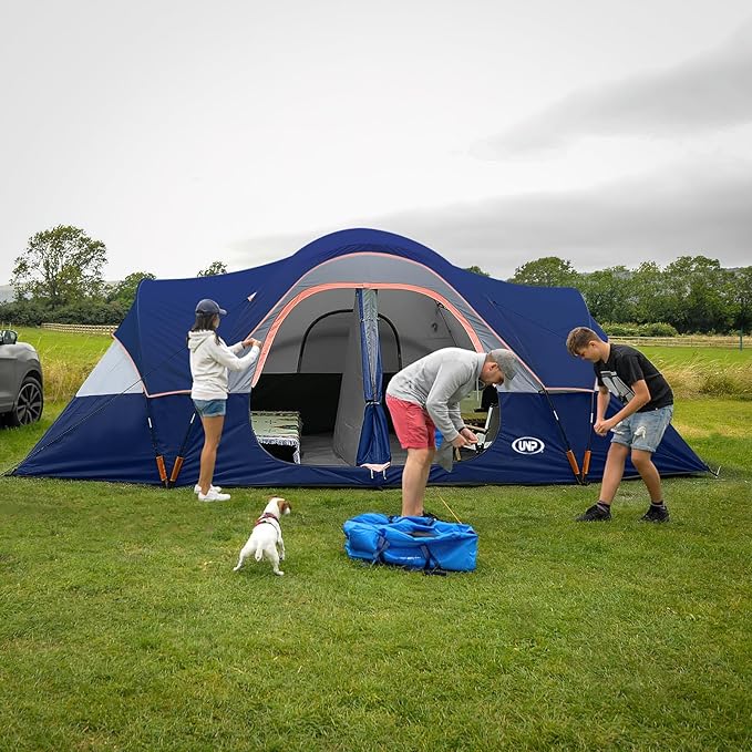 UNP Camping Tent 10-Person-Family Tents Parties Music Festival Tent Big Easy Up 5 Large Mesh Windows Double Layer 2 Room Waterproof Weather Resistant 18ft x 9ft x78in
