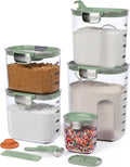 ProKeeper+ Airtight Food Storage Container Set – Clear Plastic Flour and Sugar Canister Set with Magnetic Accessories for Kitchen Organization (Pistachio 9-Piece)