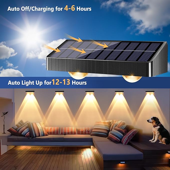 Brizled Solar Fence Lights Outdoor 6 Modes 2700/4500/6500K 250ml Fence Solar Lights IP65 Waterproof Outdoor Wall Light Landscape Lighting for Backyard Garden Patio Deck Railing Wall Poolside 8 Pack