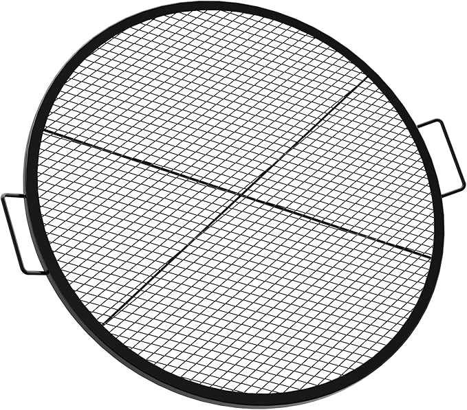 onlyfire Round Fire Pit Grill Grate Heavy-Duty Steel Cooking Grate with X-Marks Design Portable Campfire Grill for Outdoor BBQ Camping Picnics - 30 Inch