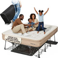 Queen Air Mattress with Frame Self Inflating/Deflating Bed for Adults - PeakRest Blow Up Bed Camping Cot with Mattress for Adults - Portable Queen with Travel Rolling Case on Wheels