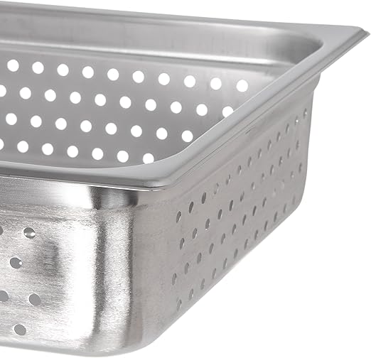 Carlisle FoodService Products 607004P DuraPan Light Gauge Stainless Steel Full-Size Perforated Steam Table Food Pan 4 Deep (Pack of 6)