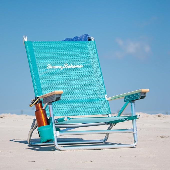 Tommy Bahama 5-Position Lay Flat Cup Holder and Towel Bar Beach Chair