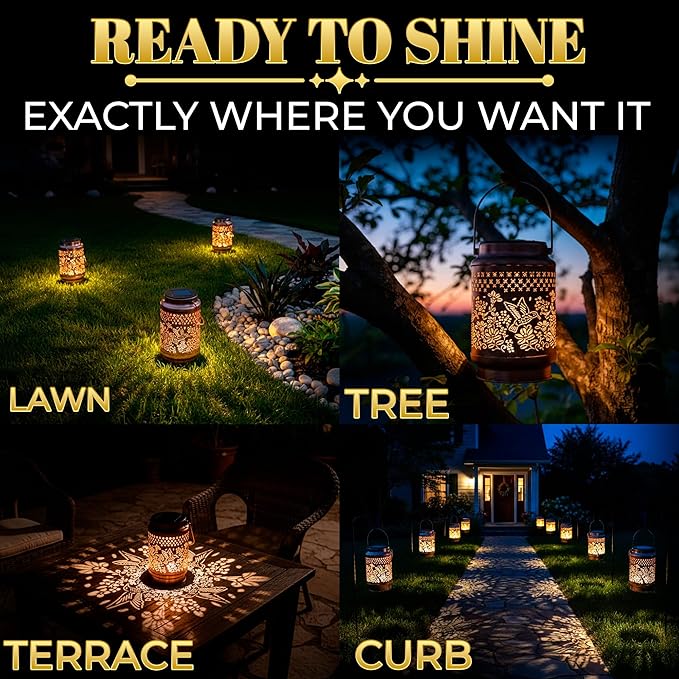 Hummingbird Outdoor Lanterns – Heritage-Style Metal Garden Decorative Lantern Warm LED Glow – Cozy Porch Patio Balcony Yard &amp Garden Birds Decor | Charming Gifts for Gardeners Woman Mom &amp