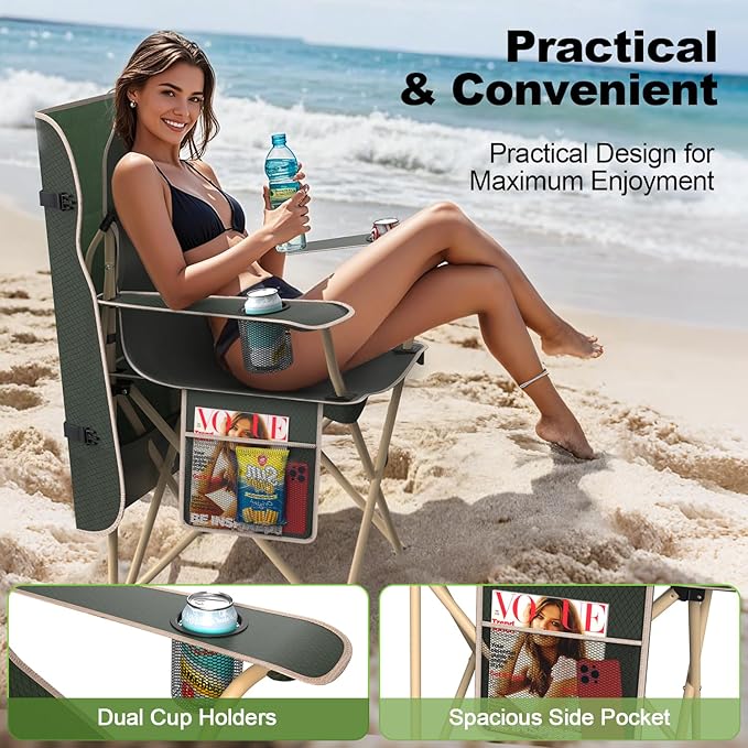 Portable Camping Chair with Canopy - Folding Chair with Canopy Durable 600D Oxford Canopy Chair for Camping Beach Picnics Fishing &amp Sports