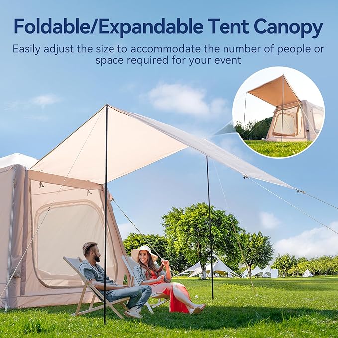 Inflatable Tent for Camping Waterproof Oxford Large Blow Up Hot Tent with Pump Easy Setup Inflatable Glamping House Air Tent for Family 4/6/8/10/12 People