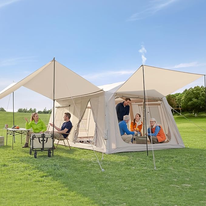 Inflatable Blow Up Tents for CampingWaterproof Oxford Hot Tent with Manual PumpSpacious Easy Setup Inflatable Camping Air Tent for Family Glamping
