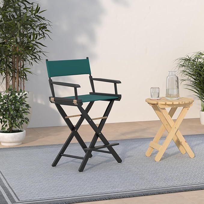 Director's Chair with Built-in Armrests and Foldable Design for Easy Storage Lightweight Durable Frame Perfect for Indoor or Outdoor Seating Hunter Green Canvas/24 in Black Frame