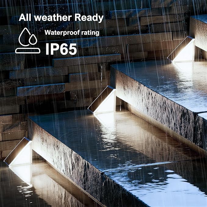 Grey Solar Step Light Outdoor Stair Lights Deck Lights Outdoor Powered IP65 Waterproof 6500K Cool White Solar Outdoor Step Light Decor for Stair Deck StepPorch and Outside Patio8 Pack