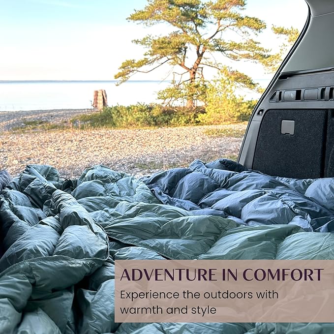 Down Camping Blanket with Footbox – Lightweight Packable Water Resistant Backpacking Quilt &amp Warm Puffy Compact Outdoor Throw – 52x77 with Stuff Sack for Stadium Hiking &amp Travel