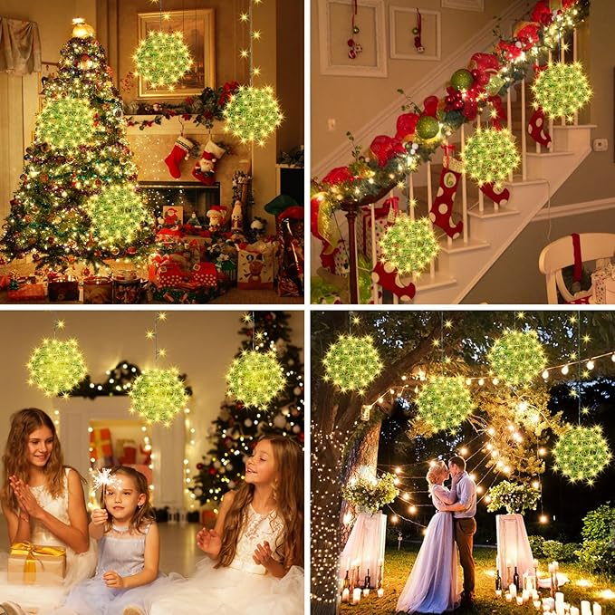 Christmas String Lights Outdoors4 Pack 7.98 Sphere Ball Tree Garden Globe Lights for Home Party Christmas Porch PatioWedding GardenTree Decoration with Memory Function Plug