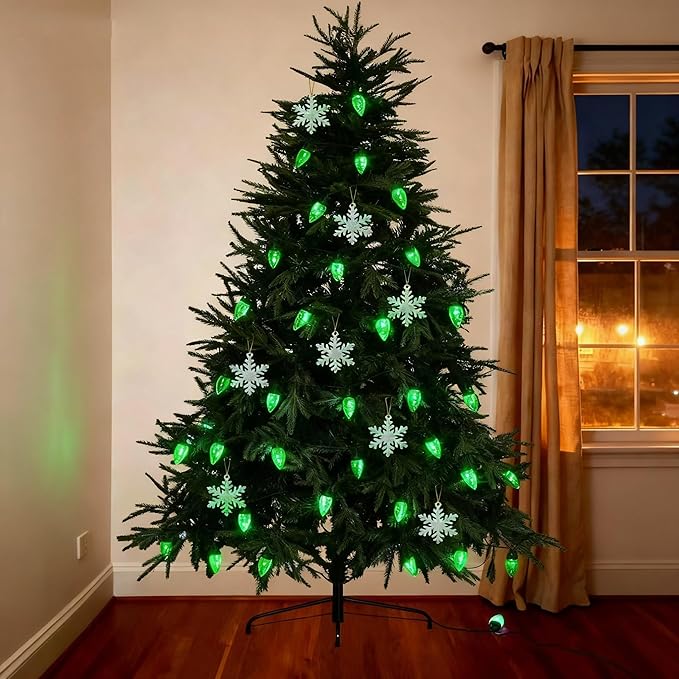 C9 LED Christmas Lights Outdoor33 Feet 50 LED 8 Lighting Modes Waterproof Connectable Christmas String Lights for Outside Roofline Patio Home Xmas Decorations (Green)