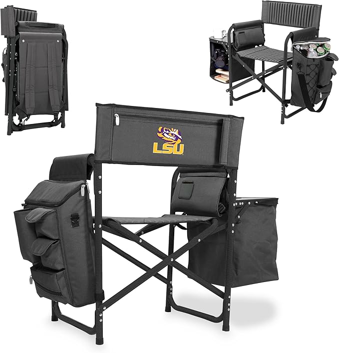 NCAA LSU Tigers Fusion Camping Chair with Side Table and Soft Cooler - Beach Chair for Adults - Lawn Chair