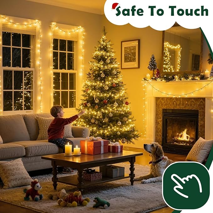 Christmas Lights Indoor Outdoor Waterproof 132FT 400 LED 8 Modes Warm Light String Lights for House Decorations Ideal for Christmas Trees Wedding and Party
