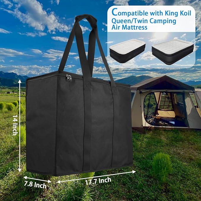 Xxerciz Storage Bag for King Koil Twin/Queen Air Mattress Heavy Duty Camping Carry Bag with Strong Handles &amp Zippers Portable and Dustproof Durable Carry Case for Outdoor