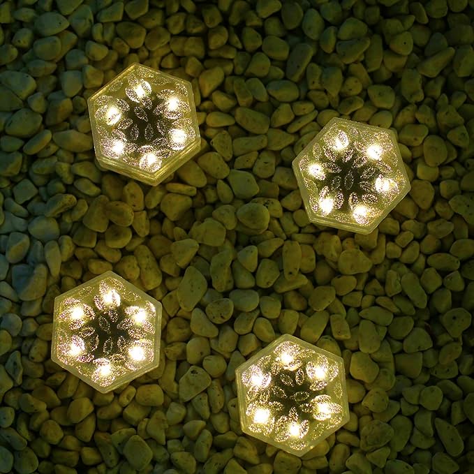6 Pack Hexagram Bricks Outdoor Solar Powered LED In Ground Pathways Patio Yard Garden Glow Lights Decor