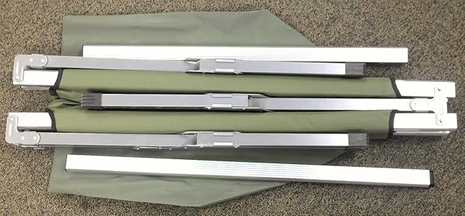 Genuine Issue US Army Military G.I. Folding Cot Olive Drab with Aluminum Frame
