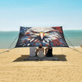ALAZA American Flag Eagle Head Beach Tent Sun Shelter UPF50+ Protection Beach Shade Canopy w/ 4 Sandbags for Outdoor Camping Fishing Backyard Fun Picnic 10x9 ft