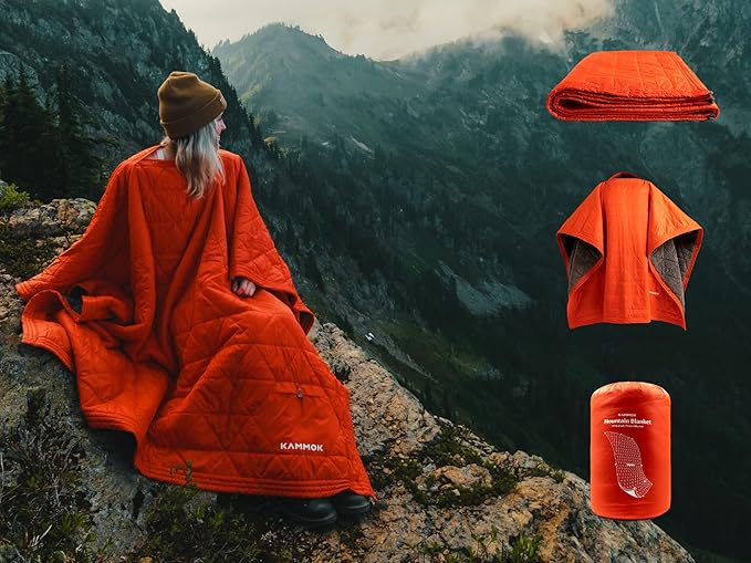 KAMMOK Mountain Blanket - Ultra-Plush Fleece Water Resistant Portable Durable Indoor/Outdoor Camp Blanket (84 in × 50 in) - Midnight Blue