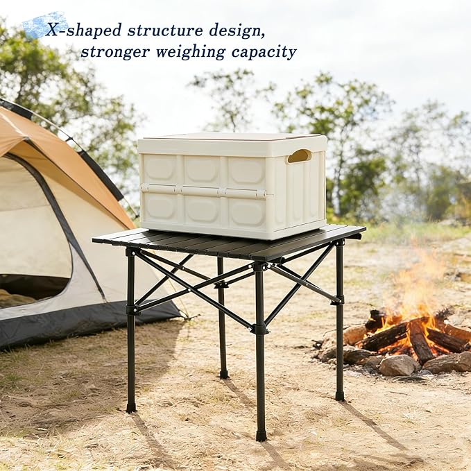 Camping Table Folding Portable Camp Table with 2 Chairs Folding Picnic Table with Carry Bag Indoor Outdoor for Camping Beach Patio RV Backyard BBQ Sturdy Stable Easy to Carry Black