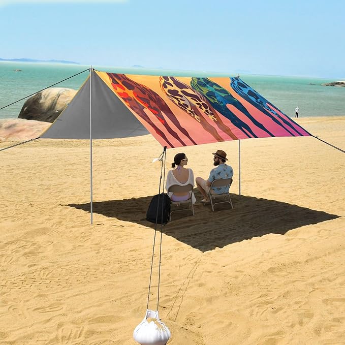 Beach Tent Sun Shelter Colorful Giraffes Lightweight &amp Easy Setup Beach Shade Canopy for Camping Fishing
