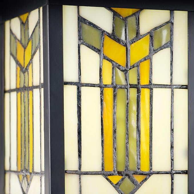 RIVER OF GOODS Stained Glass Outdoor Light Fixture - 11.75 H - Mission Style Porch Light - ‎Lily