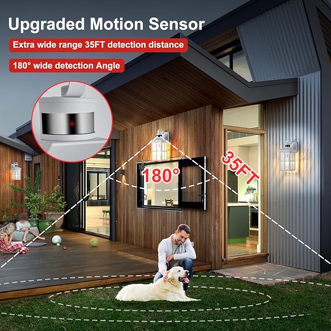 2 Pack Motion Sensor Porch Light Dusk to Dawn Outdoor Wall Light Bronze Exterior Lighting Fixtures Modern Outside Wall Mount Coach Lamp for House Garage Patio Front Door