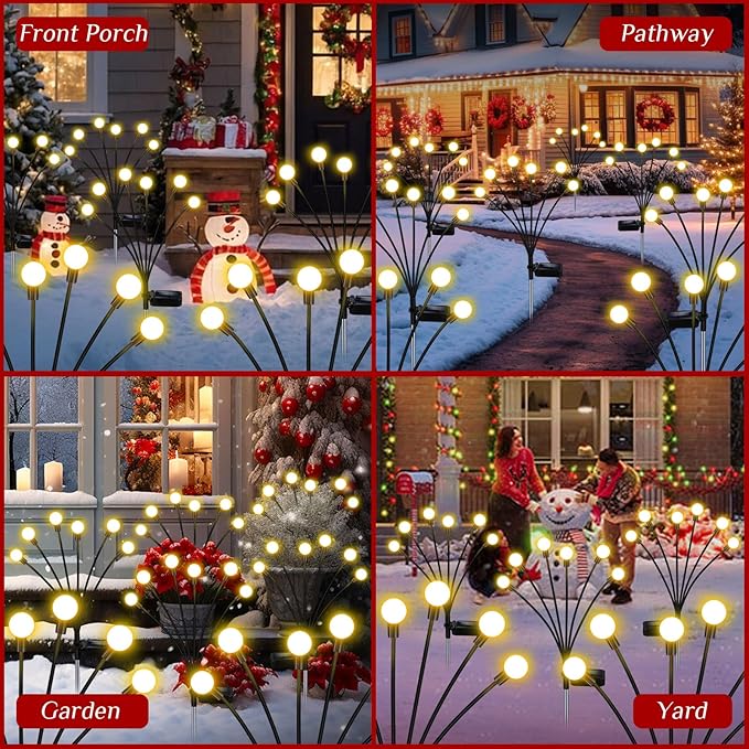 Solar Garden Lights Outdoor 10 Pack 60 LED Solar Firefly Lights Swaying Waterproof Garden Decor for Yard Patio Pathway Lawn Gardening Gifts
