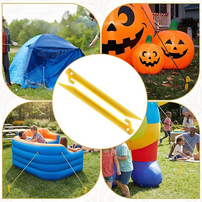 60 Pcs 9 Inch Plastic Tent Stakes Heavy Duty Beach Tent Pegs Sand Stakes Yard Inflatable Stake Awning Camping Caravan Pegs Accessory for Camping Outdoor and Garden Lawn Canopy Stake