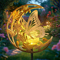 ShangTianFeng Butterfly Lights Outdoor Decor - Moon &amp Bird SolaGardenLights Waterproof Auto On/Off Pathway Lighting for Yard/Lawn/Patio Handcrafted Metal Solar-Stake-Lights for Outside Decoratio