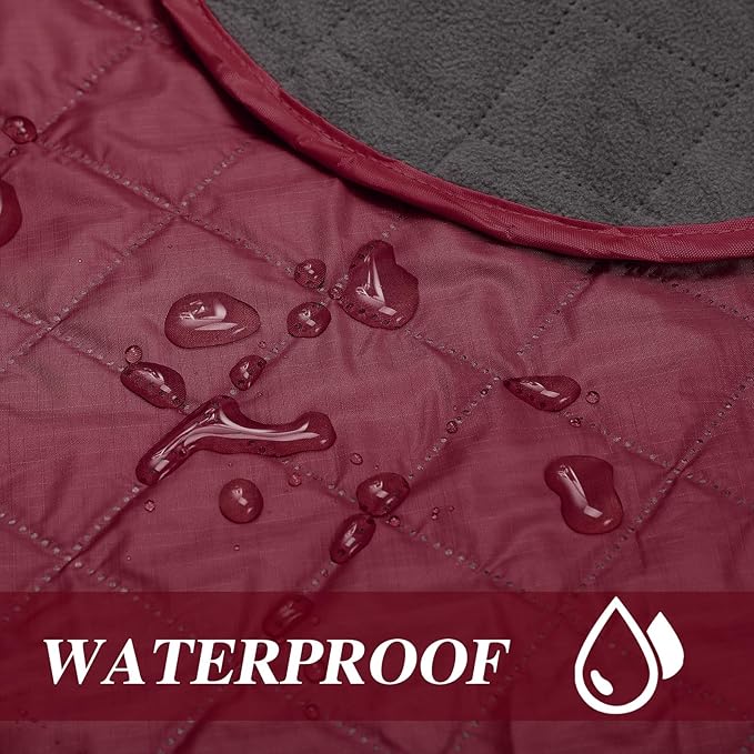 Preboun 4 Pack Large Waterproof Stadium Blankets Thick Warm Fleece Picnic Camping Blankets for Cold Weather Football Games Concerts Beach Outdoor Activities Homeless Donations(Dark Red)
