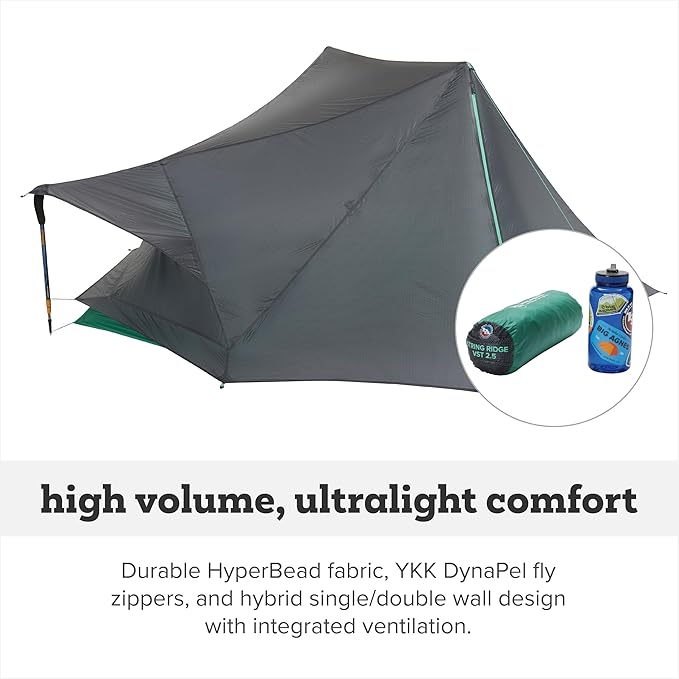 Big Agnes String Ridge VST - Trekking Pole Backpacking Tent for Camping 3 Season Premium Ultralight Waterproof