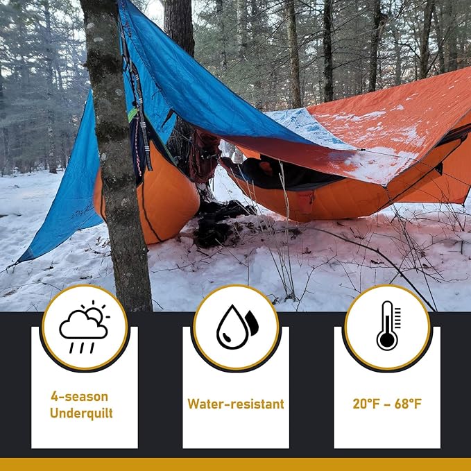 AYAMAYA Single &amp Double Hammock Underquilt Full Length Big Size Under Quilts for Hammocks Camping Backpacking Essential Winter Cold Weather Warm UQ Blanket Bottom Insulation