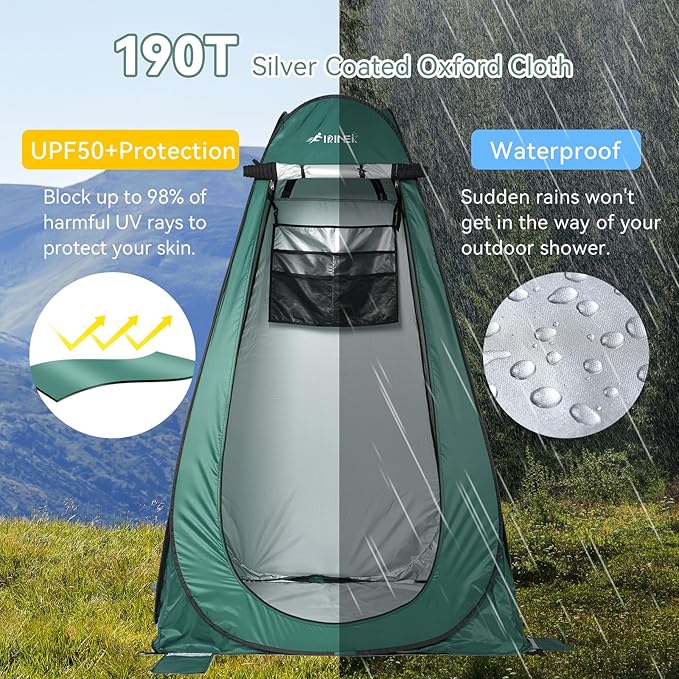 Pop Up Camping Shower Tent Portable Dressing Changing Tent Outdoor with Carry Bag for Beach &amp Hiking 75” x 48”x 48”