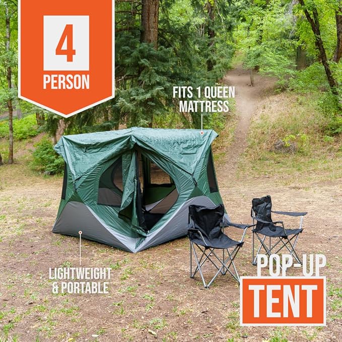 Instant Pop Up Camping Tent for 4-6 People | High-End All-Season Tent with Mesh Windows Waterproof Rainfly &amp Tool-Free Setup | Easy Setup Outdoor Tent for Overlanding &amp Camping by North Haven