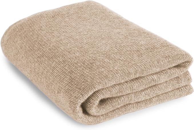 Love Cashmere Luxurious 100% Cashmere Travel Wrap Blanket - Light Natural - Handmade in Scotland RRP $660