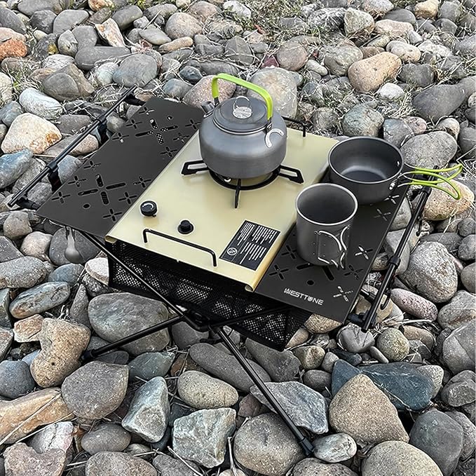 Portable Camping Table Black Aluminum Folding IGT Table 14.5 x 23.2 x 15.34 inches Camping Beach Picnic BBQ Hiking Fishing