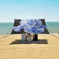 ALAZA Blue Iris Flower Painting Beach Tent Sun Shelter UPF50+ Protection Beach Shade Canopy w/ 4 Sandbags for Outdoor Camping Fishing Backyard Fun Picnic 10x9 ft