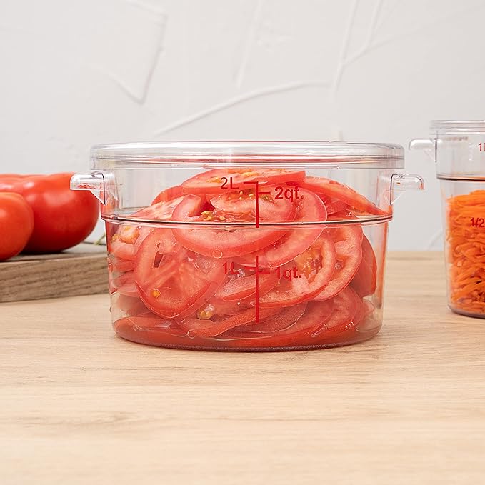 Restaurantware-LID ONLY: Met Lux Food Storage Container Lid 1 Round Marinating Container Lid - Containers Sold Separately With Date Indicator Clear Plastic Lid Dishwashable Freezable
