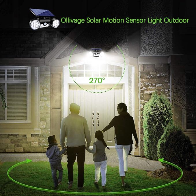 Solar Lights Outdoor 30 LED Solar Security Lights with Motion Sensor Outdoor Spotlights IP65 Waterproof 360° Adjustable Solar Wall Lights Outdoor for Yard Garage Patio Porch 4 Pack
