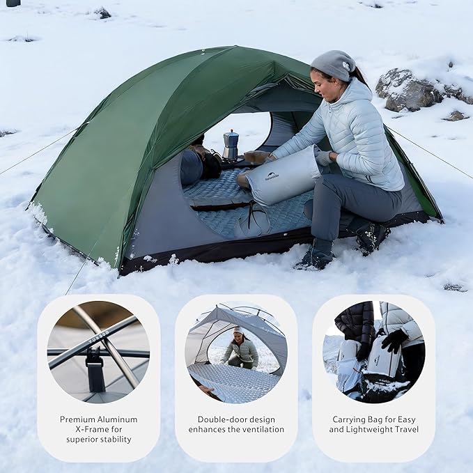 Naturehike 4 Season TentWaterproof 2 Person Backpacking Tent Four Season Tents for Cold Weather Winter Camping